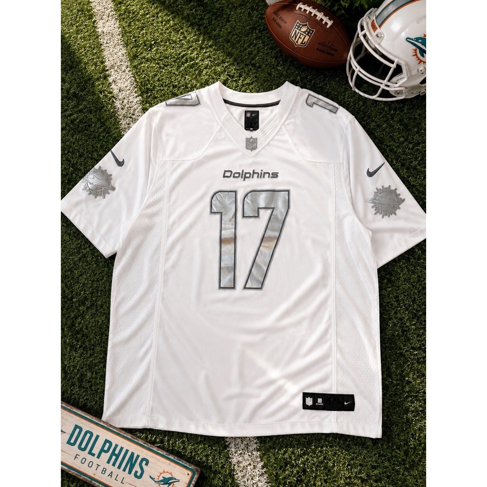 Nike Miami Dolphins Ryan Tannehill #17 NFL Jersey White Silver Men XXL 2XL